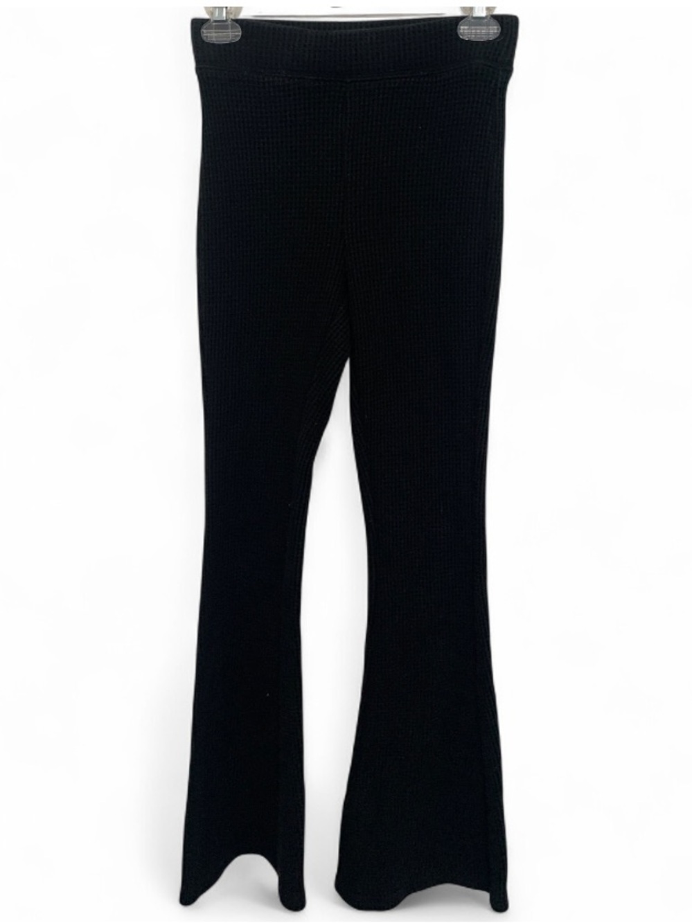 Aerie Black Waffle Knit Flare Pants